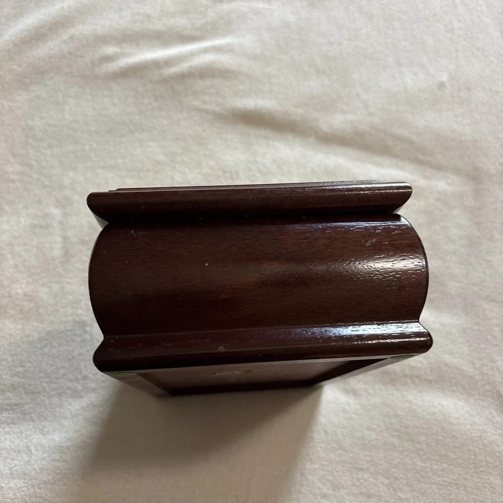 Vintage Wood Floral Tapestry Jewelry Box with Removeable Tray‎ Mirror 8x3.5x5